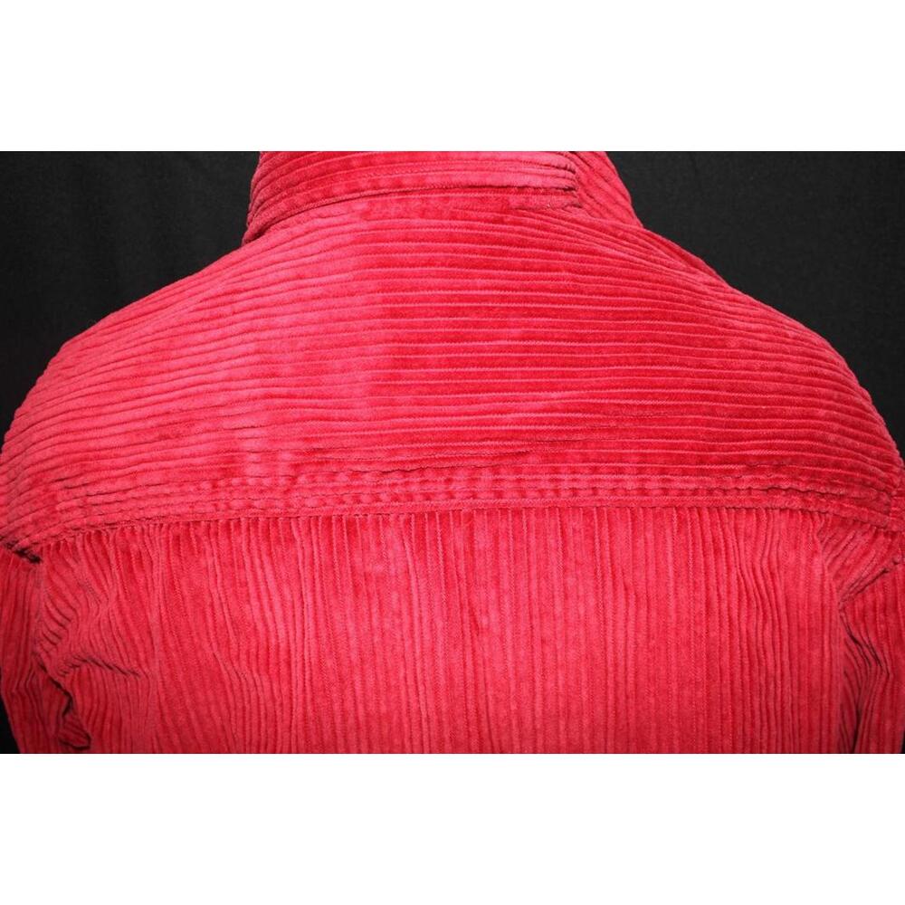 Eddie Bauer Corduroy L/S Button Up Shirt Shacket Womens M Petite Red 100% Cotton - Picture 6 of 12
